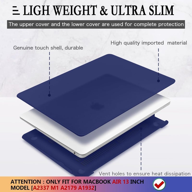 CISSOOK غطاء أزرق بحري لجهاز MacBook Air 13 M1 مع شاشة Retina وTouch ID، غطاء صلب أزرق داكن مع غطاء لوحة مفاتيح + واقي شاشة لجهاز Air 13 M1 A2337 A2179 A1932 موديل 2018-2021 - Image 4